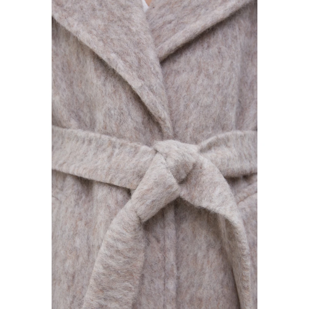 Estro Dames Beige Wollen Ceintuur Wikkel Trenchcoat Beige Dames
