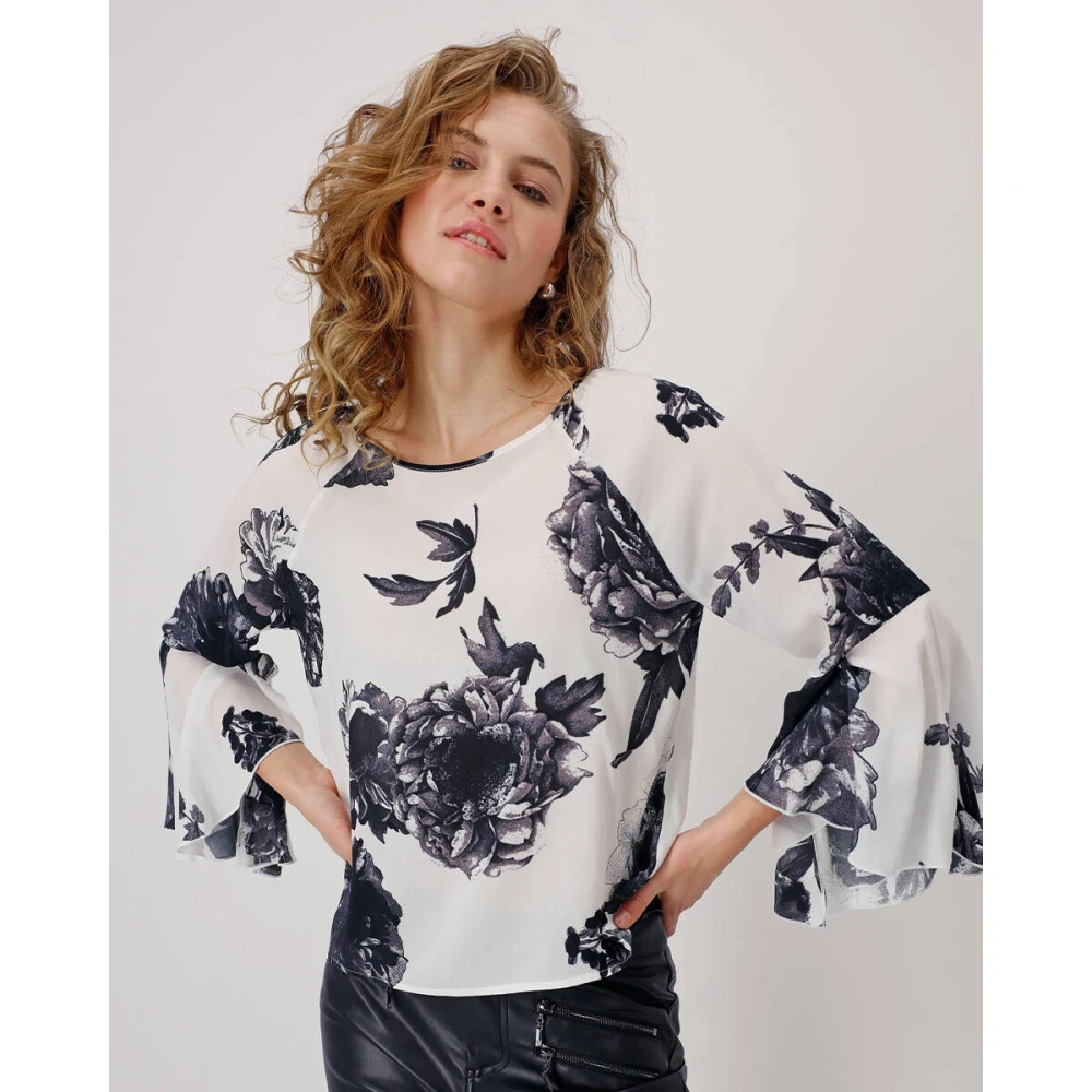 monari Blouse met Lange Mouwen en Stijl 409360 Blue Dames