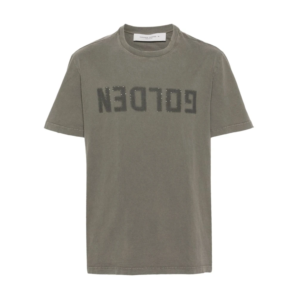 Golden Goose Men's Green Distressed Logo T-Shirt - T-Shirts - Xl - Tops