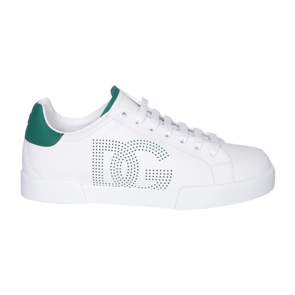 Dolce & Gabbana Men's White Perforated Logo Sneakers