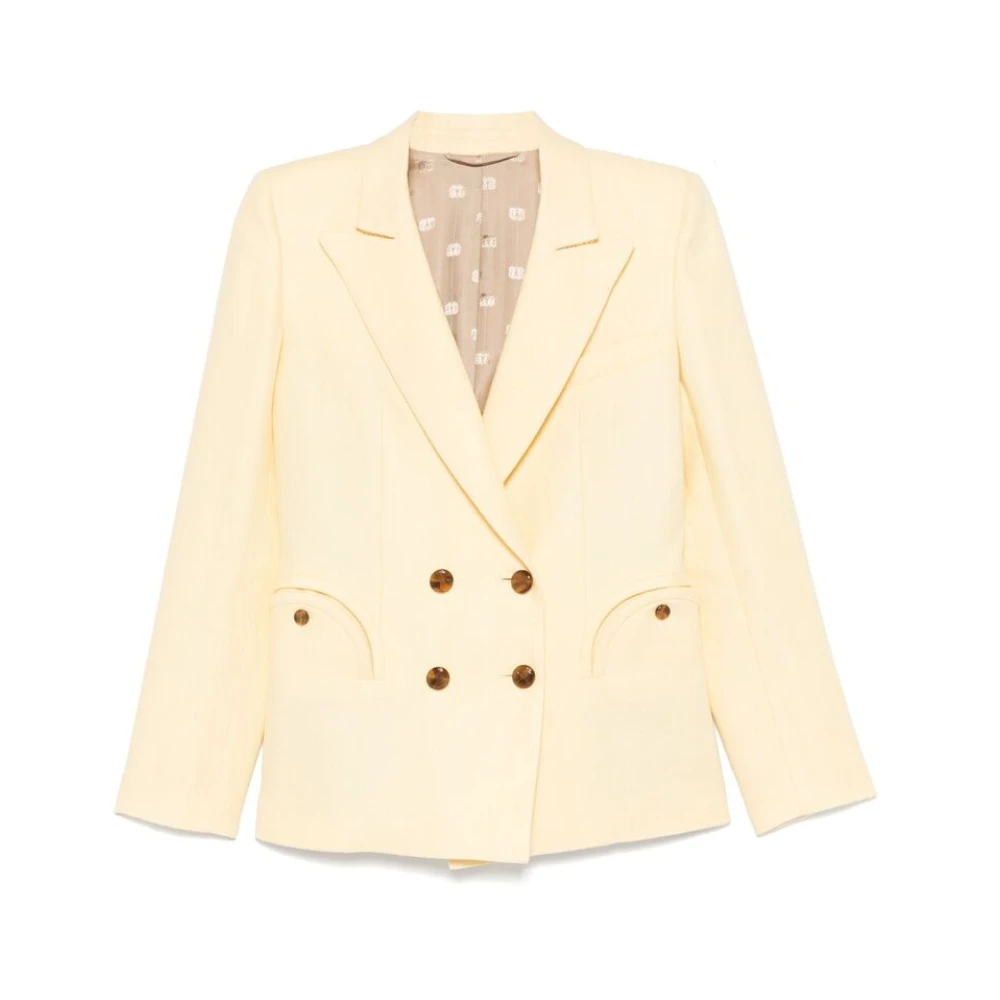 Blazé Milano Boter Geel Double-Breasted Jas Beige Dames
