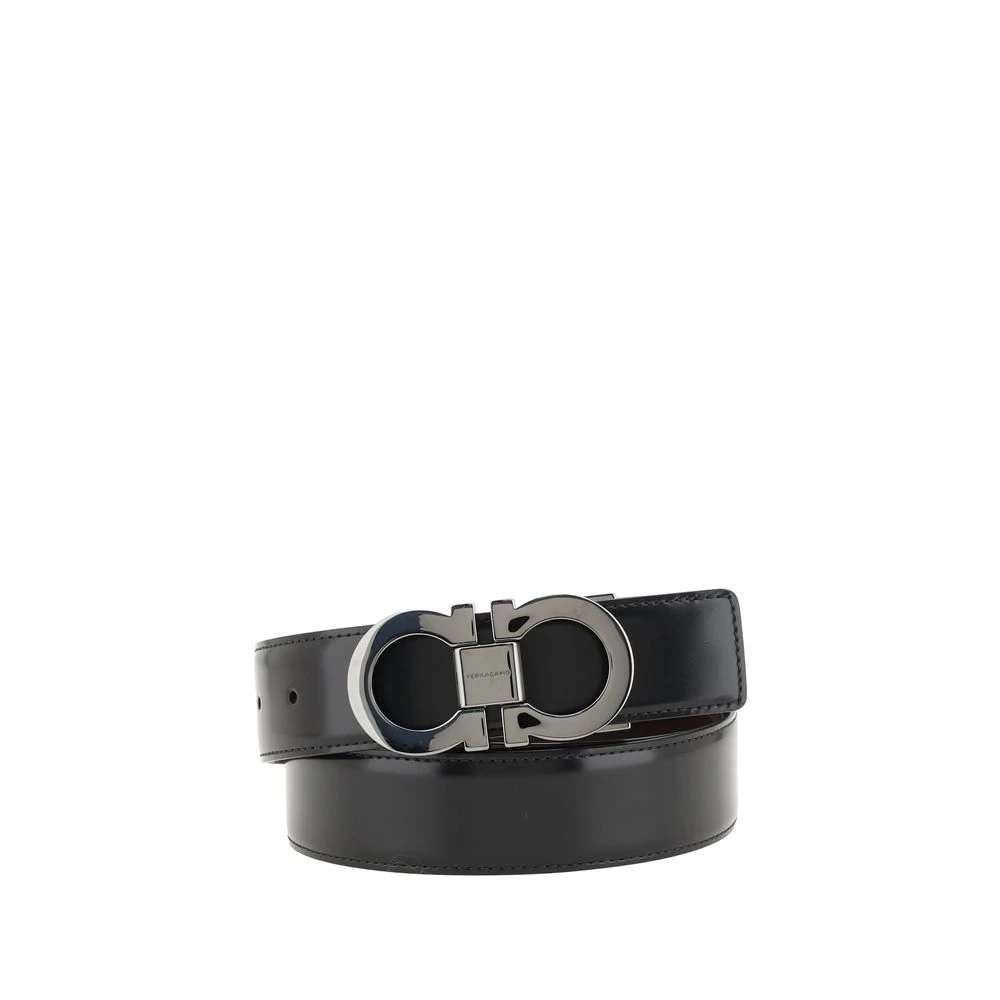 Ferragamo Black Bos Taurus Regular Belt - Male - Belts - 100 Cm - Accessories