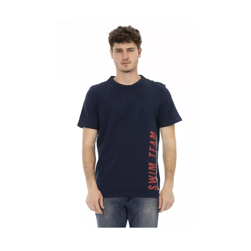 Bikkembergs Men's Blue Army Cotton T-Shirt With Front Print
