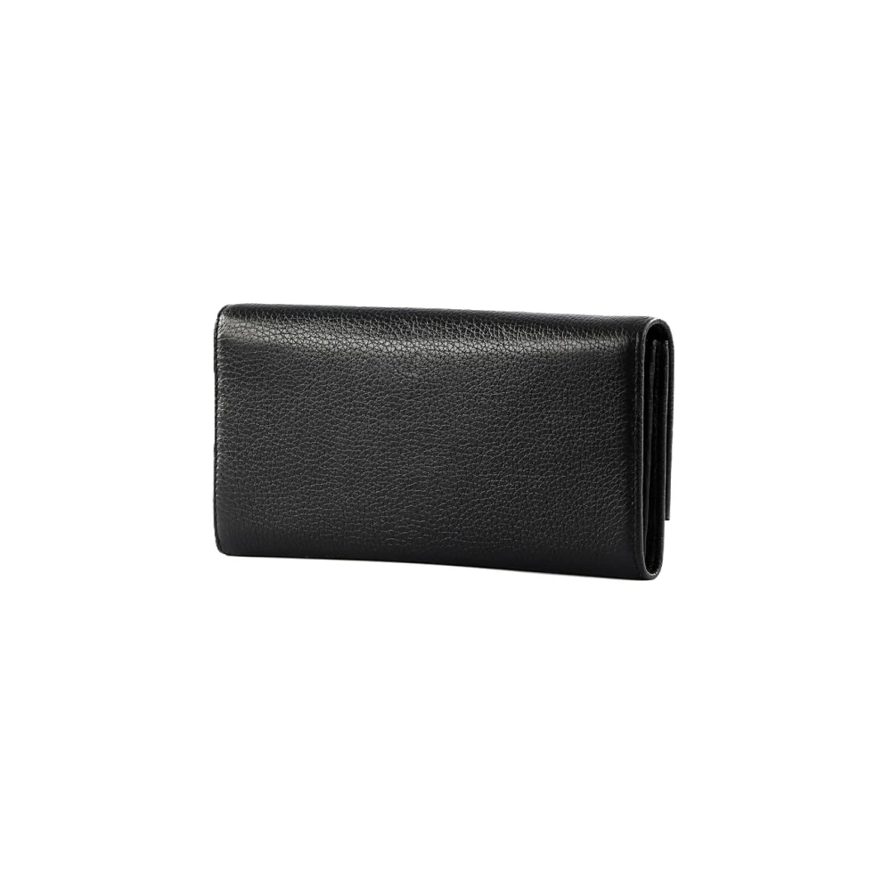 Coccinelle Women's Black Wallets & Cardholders, One Size, Metallic Soft Wallet With Flap
