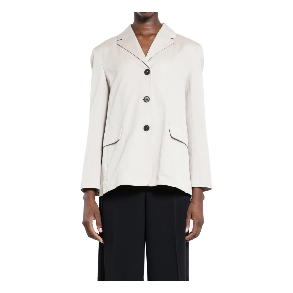 Max Mara Zwarte Jas met Revers Gray Dames