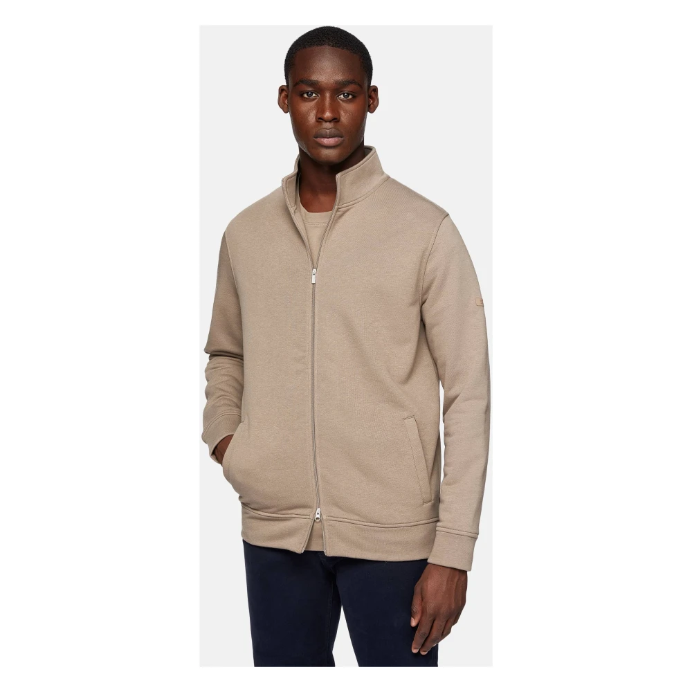 Boggi Milano Katoenmix Volledige Ritssluiting Sweater Beige Heren
