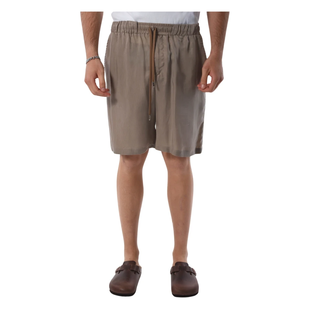 Costumein Cupro Bermuda Shorts met trekkoord taille Gray Heren