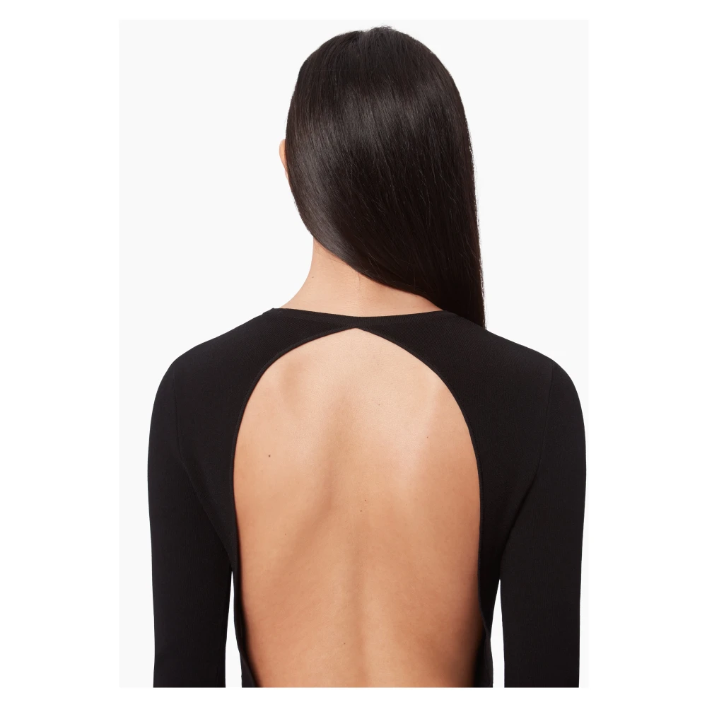 Nina Ricci Elegante Zwarte Rugloze Maxi Jurk Black Dames