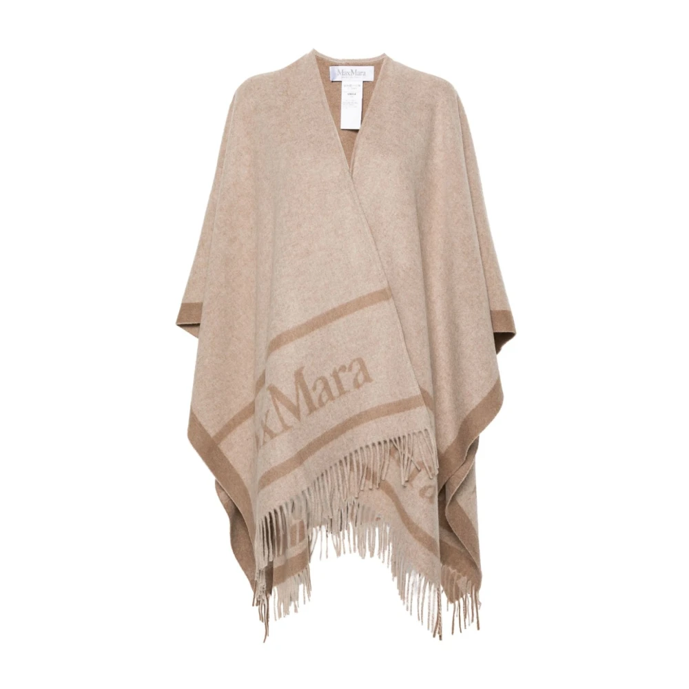 Max Mara Wollen jas met franjetrim Beige Dames