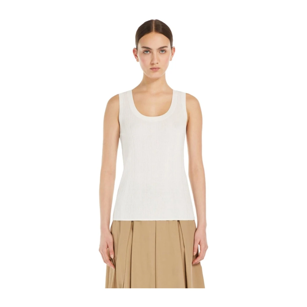 Max Mara Weekend Witte Geribbelde Ceylon Top White Dames