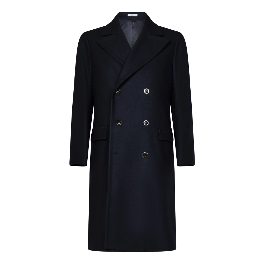 Boglioli Blauwe Wollen Double-Breasted Jas Blue Heren