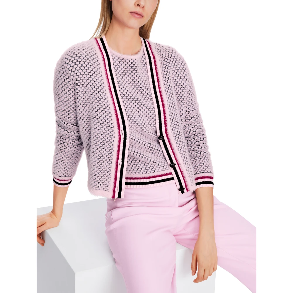 Marc Cain Gestreepte Cardigan Gebreid in Duitsland Pink Dames