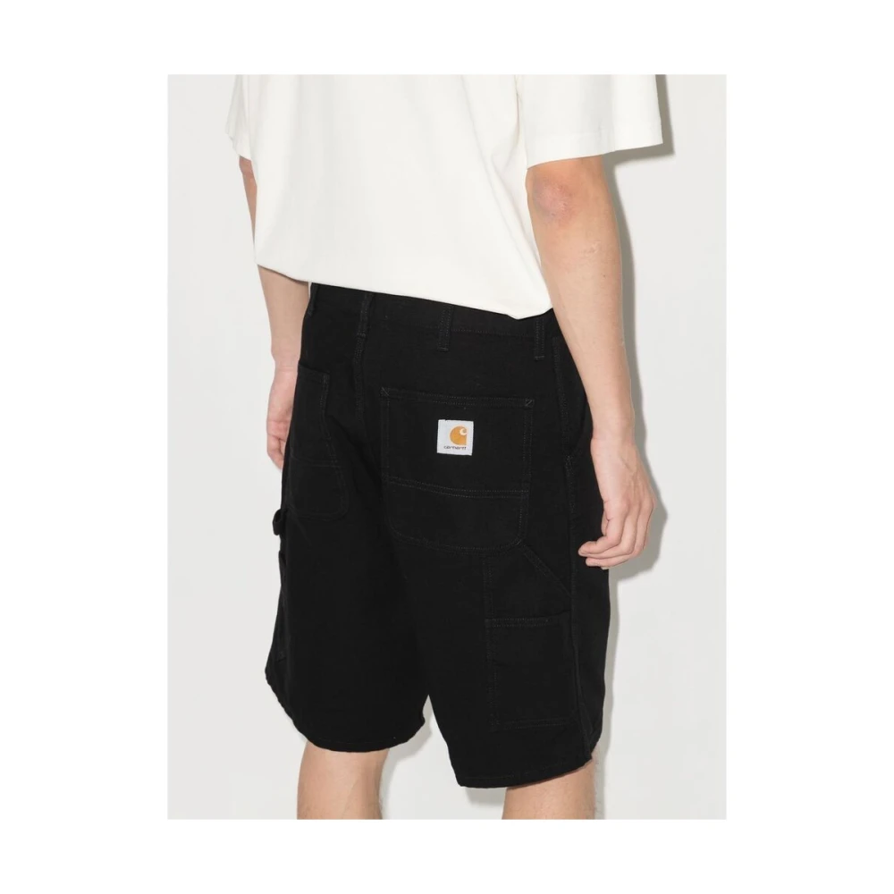 Carhartt WIP Zwarte Katoenmix Logo Patch Shorts Black Heren