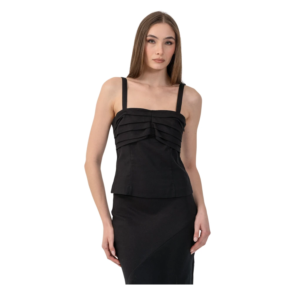 Kocca Black Sleeveless Tops, Female, Xl, Contoured Strapped Top