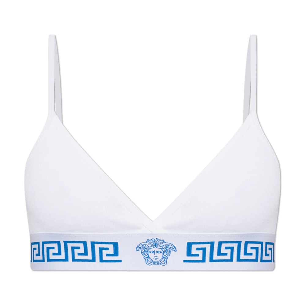 Versace Donna Bianco - Bralette A Triangolo In Jersey Di Cotone A Costine - Underwear - L