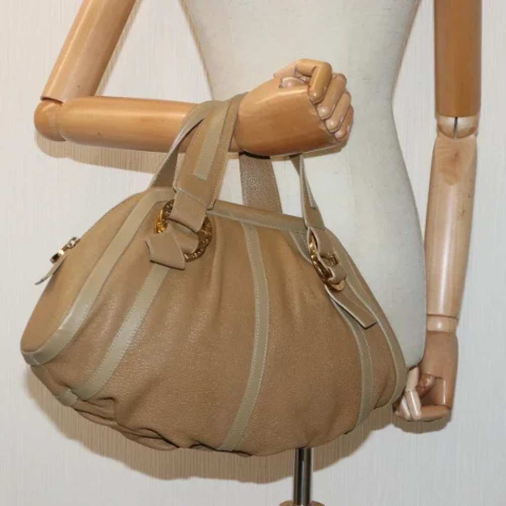 Bvlgari Vintage Pre-owned Leather handbags Brown Dames