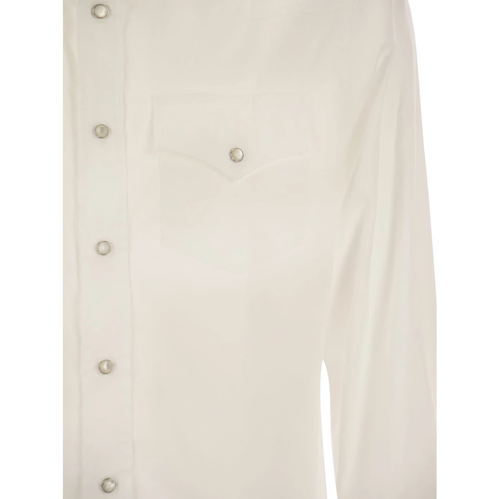 BRUNELLO CUCINELLI Casual katoenen overhemd met westerse details White Heren