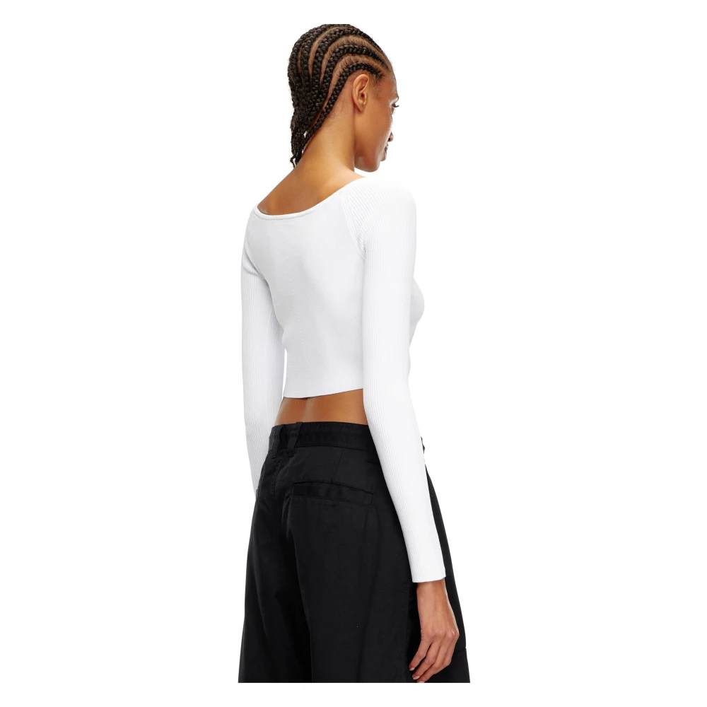 Diesel Wit Overhemd met D Metalen Plaat White Dames