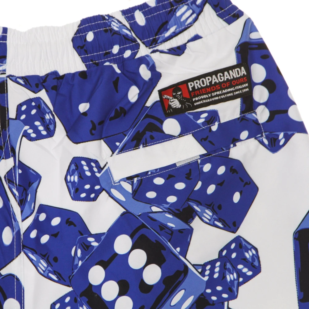Propaganda Blauw Witte Zwembroek Met Print Multicolor Heren