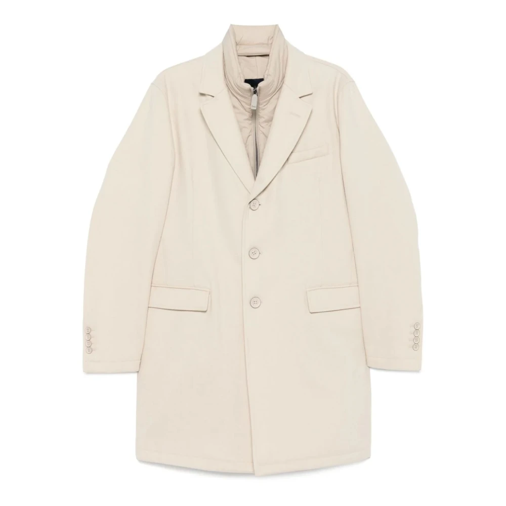 Herno Beige Virgin-Wool Coat met Gewatteerd Ontwerp Beige Heren