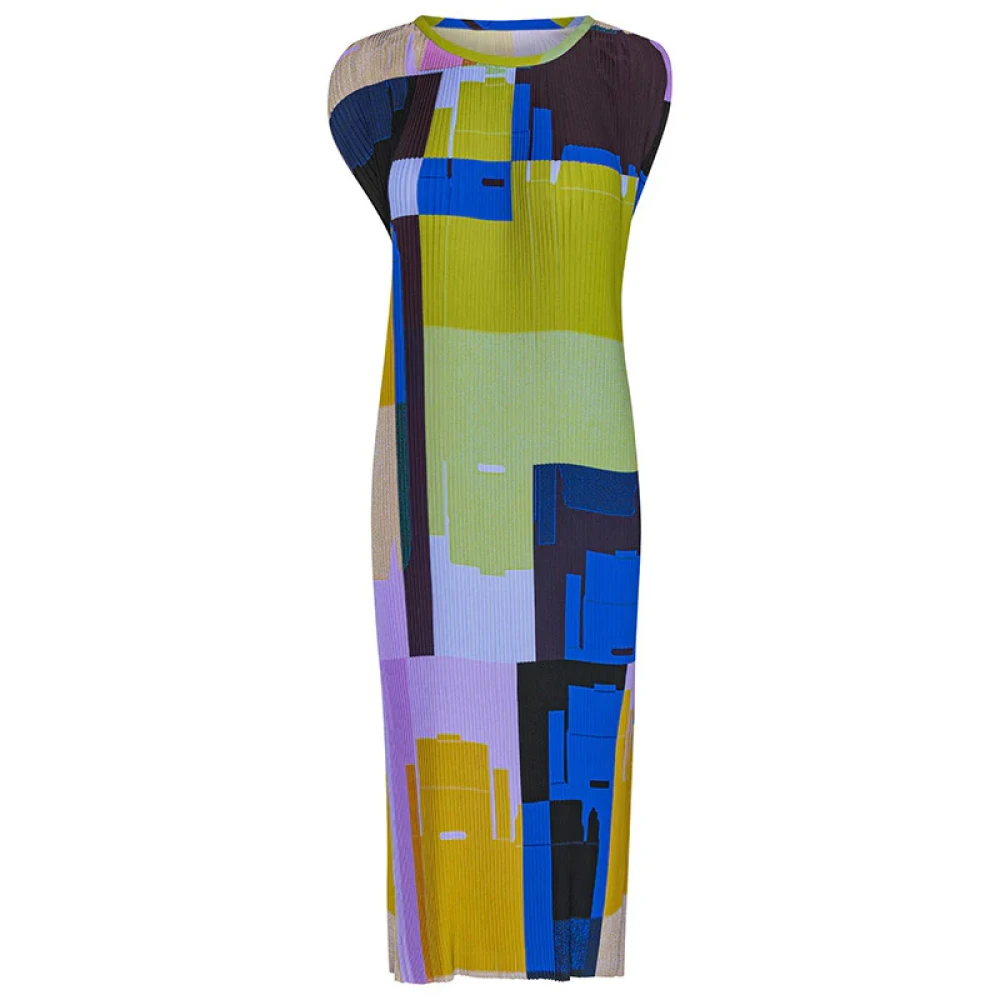 Henrik Vibskov Plisse Jurk Boxen Overlap Paars Multicolor Dames