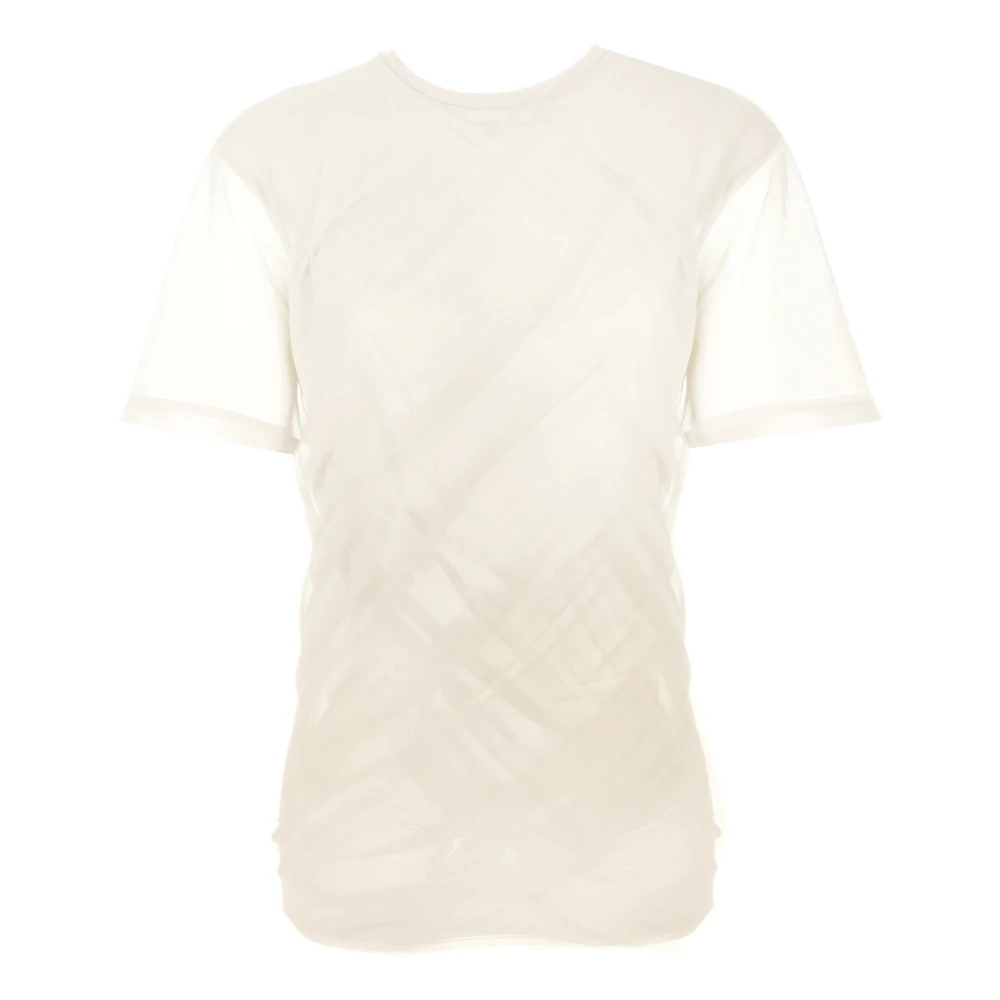 Junya Watanabe Ivoor T-shirt met Asymmetrische Zoom Beige Dames