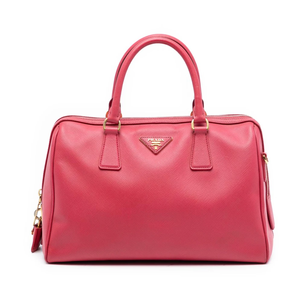 Prada Vintage Women's Pink Pre-Owned Structured Leather Satchel