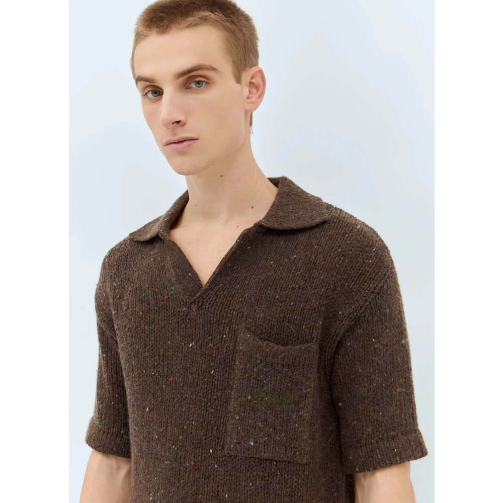 ERL Gebreide Polo Shirt Brown Heren