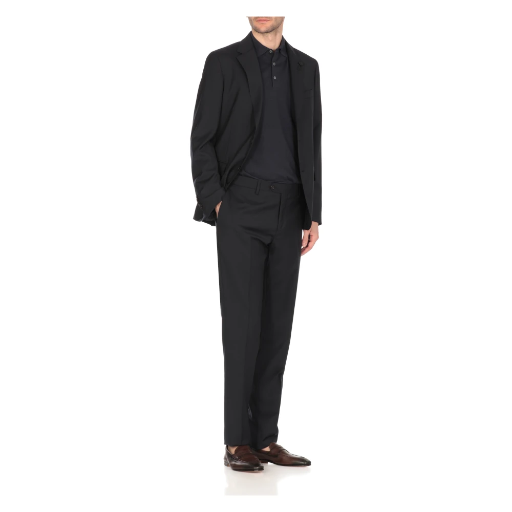 Lardini Blauw Wollen Pak met Iconische Pin Blue Heren