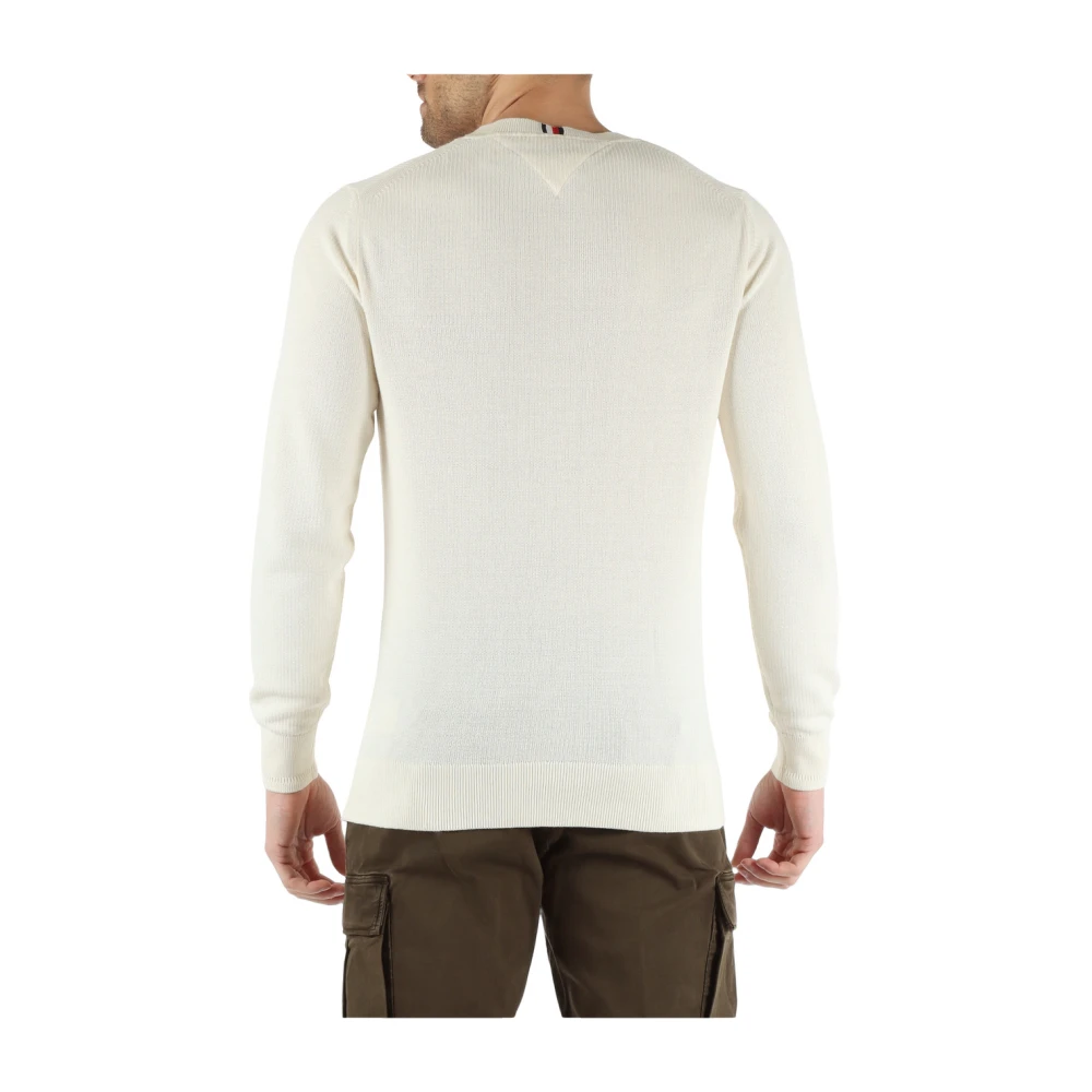 Tommy Hilfiger Katoenen crewneck sweater met logo borduurwerk Beige Heren
