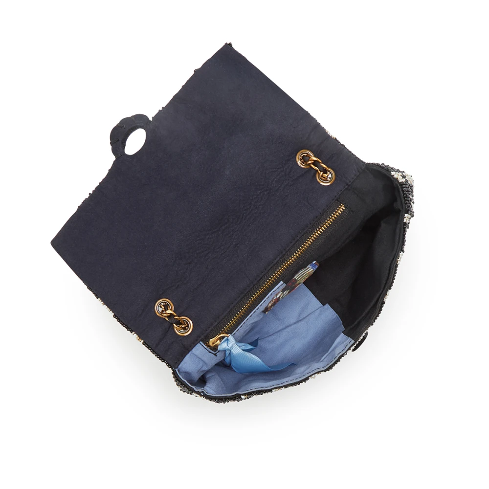Maliparmi Handgeborduurde Kralen Crossbody Tas Black Dames