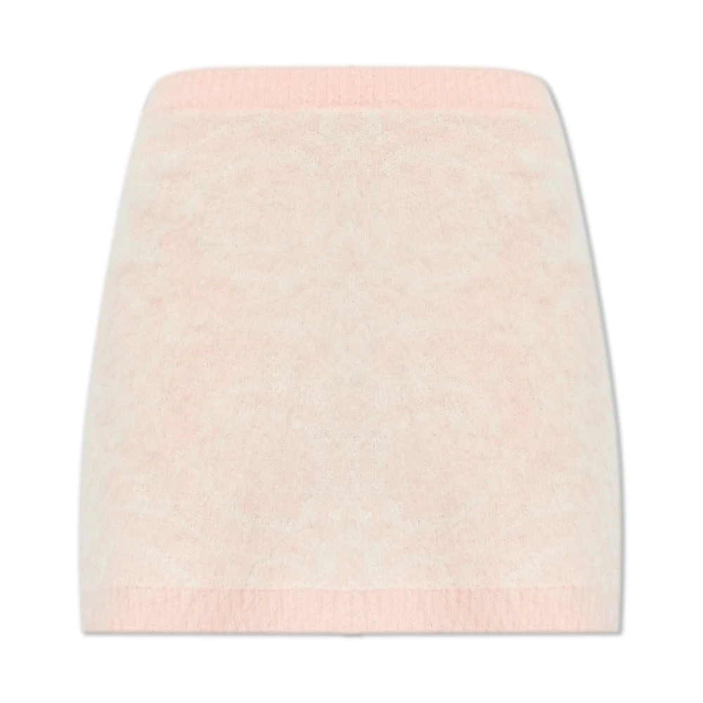 Versace Vrouw Roze Rokken Dames, L, Wol, Korte Rok Met Mohair Afwerking