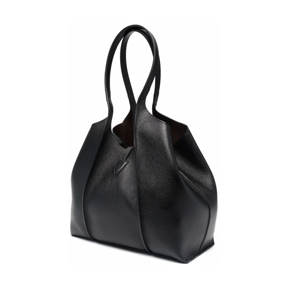 TOD'S Gestructureerde Zwarte Leren Tote Tas Black Dames