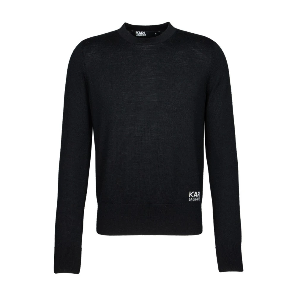 Karl Lagerfeld Punt gebreide ronde hals 655024-544399 Black Heren