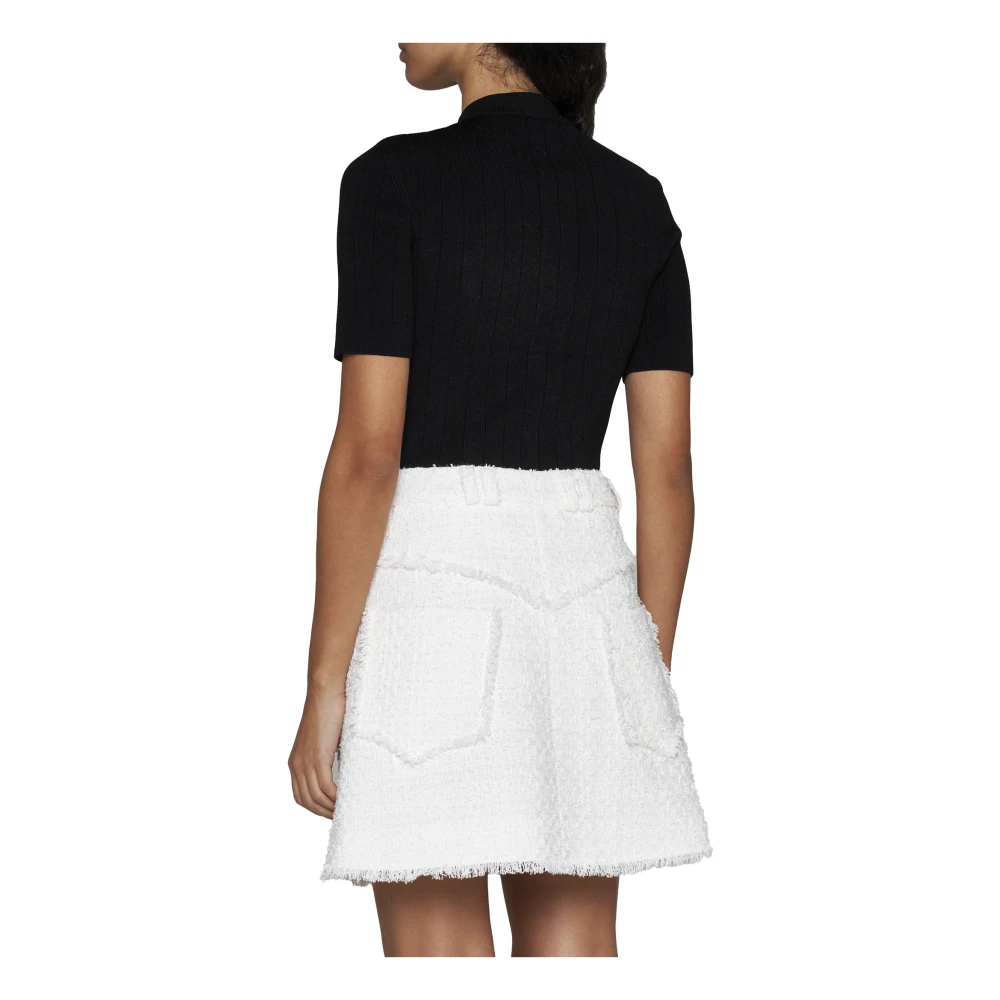 Balmain Tweed A-Lijn Rok Wit White Dames