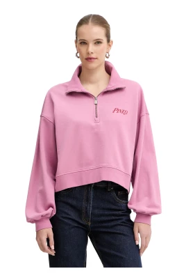 Sweatshirt med kvartslång dragkedja och tryck