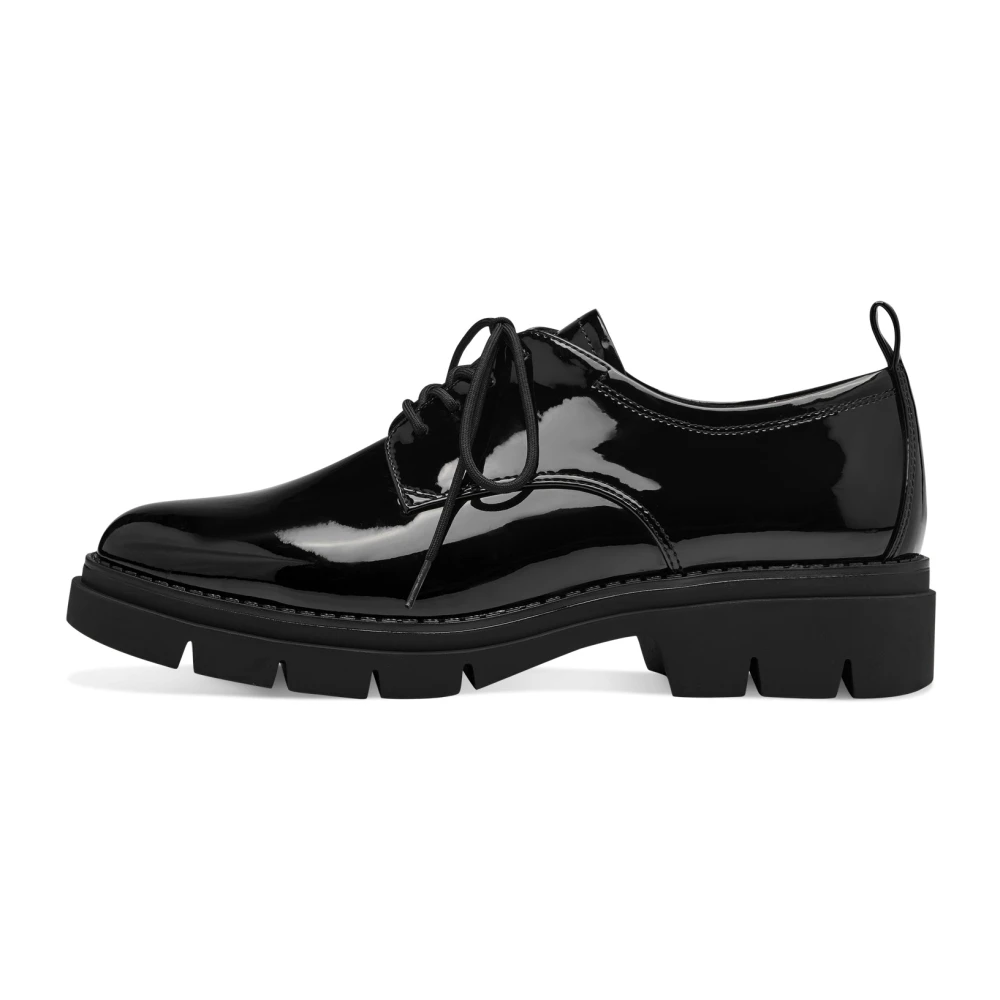 Tamaris Women's Black Lacquer Lace-Up Shoes