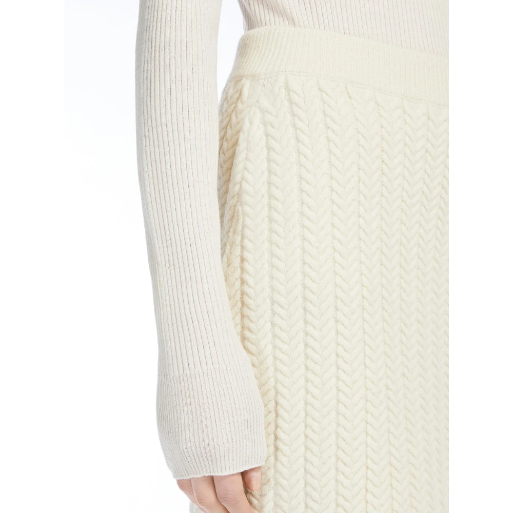SPORTMAX Witte Gebreide Rok met Gevlochten Details White Dames