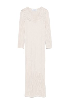 beige-v-neck-long-sleeve-dress