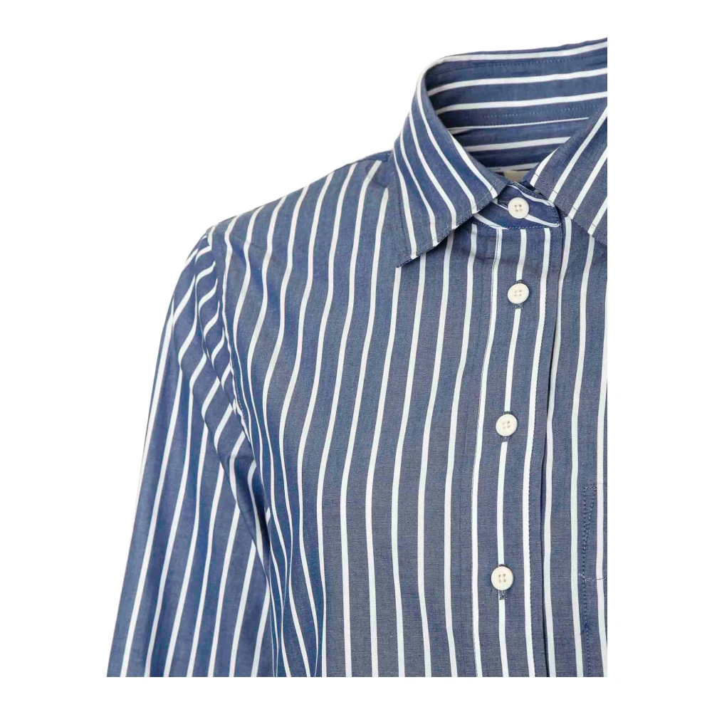 closed Gestreepte Korte Blouse met Klassieke Details Blue Dames