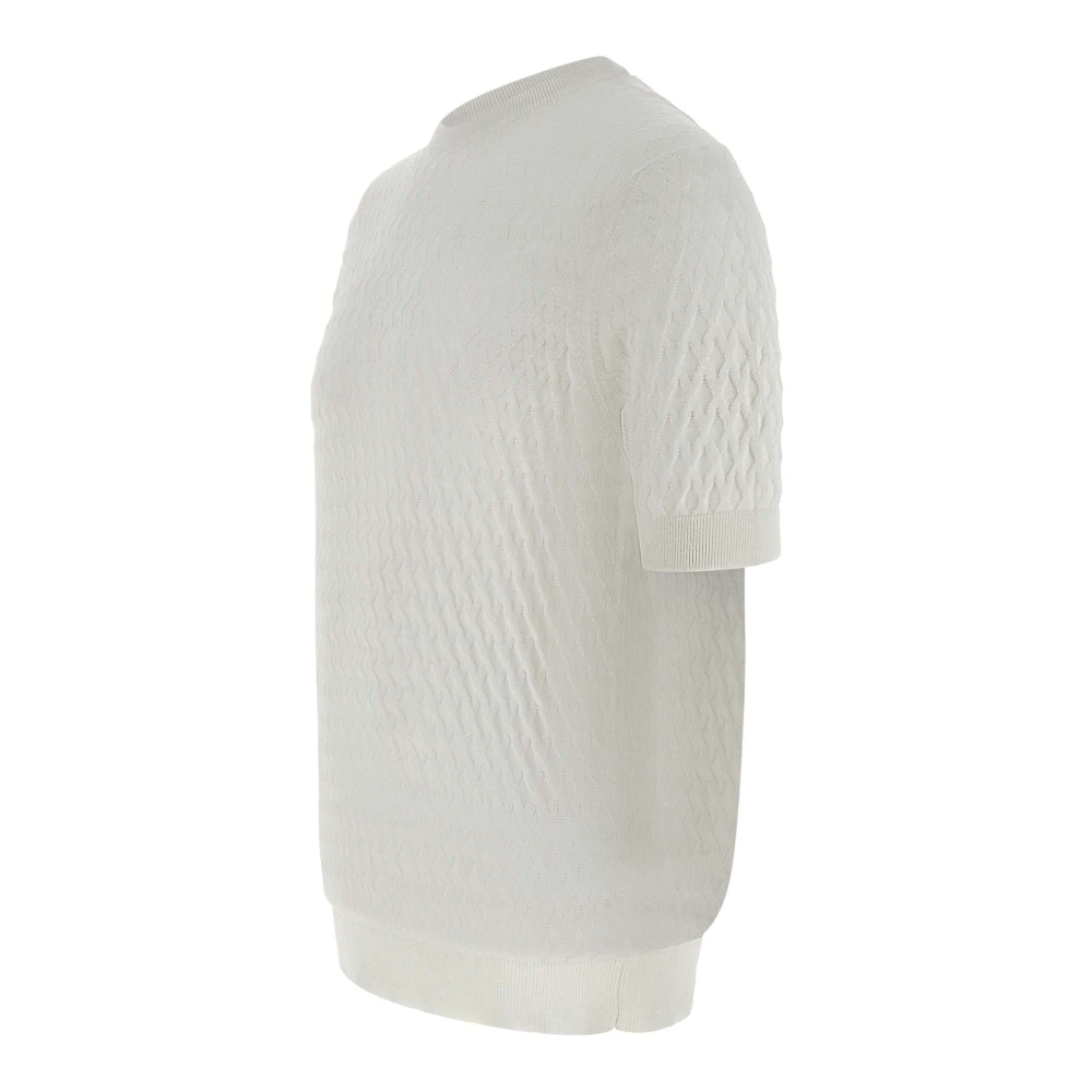 Filippo De Laurentiis Witte Katoenen Trui Diamant Weefsel White Heren