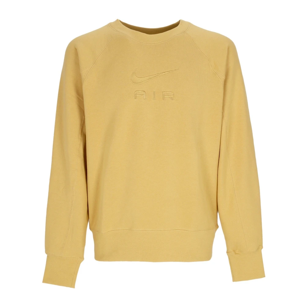 Nike Men's Yellow Long Sleeve Training Tops, M, Lightweight Crewneck Sweatshirt Air French Terry