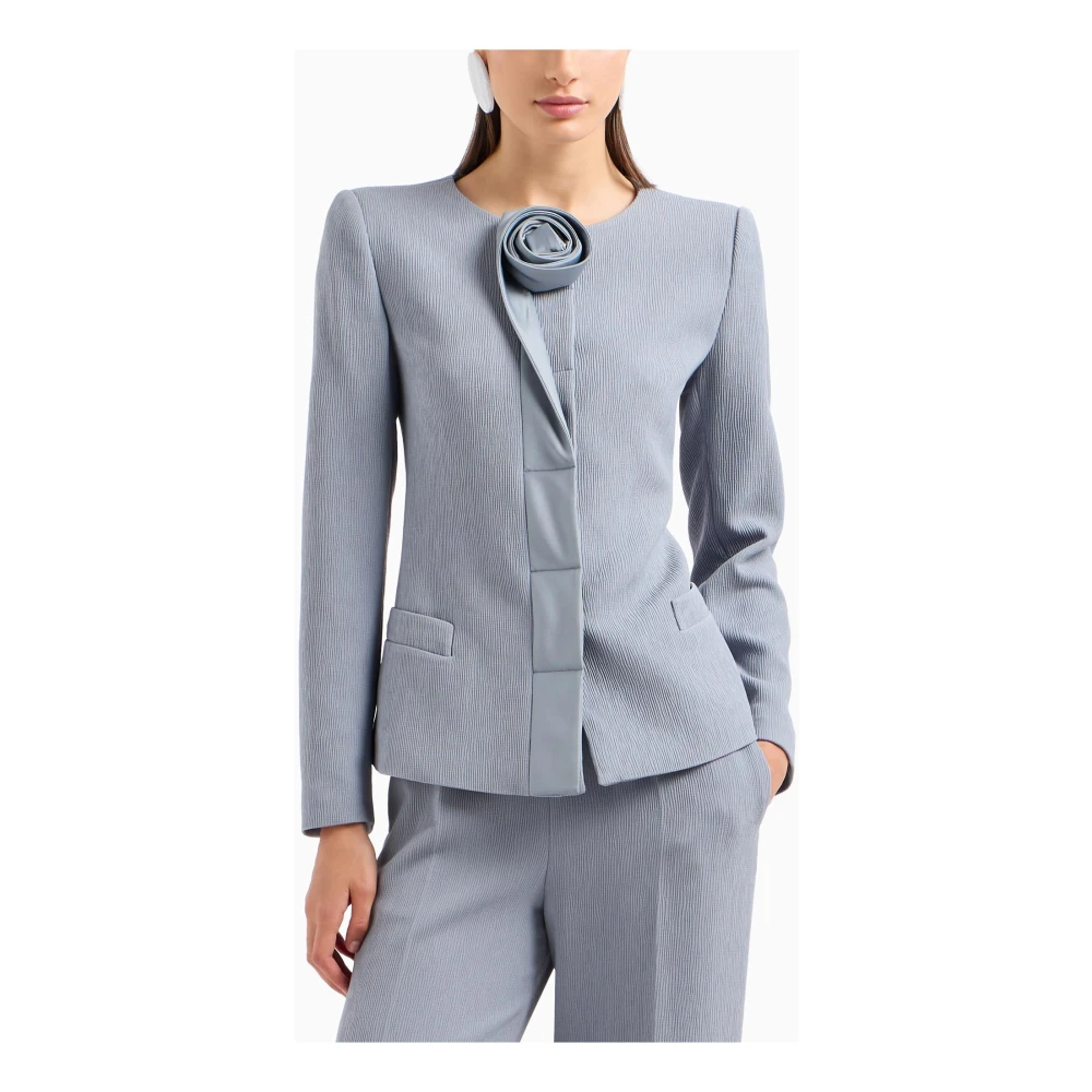 Emporio Armani Stretch Technische Jassen met Geribbelde Textuur Gray Dames