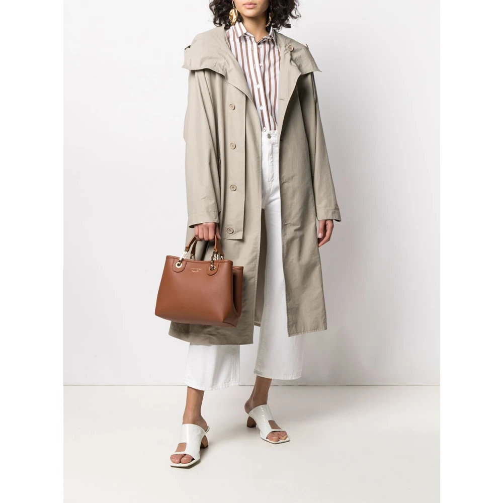 Emporio Armani Bruin Leren Logo Tote Tas Brown Dames