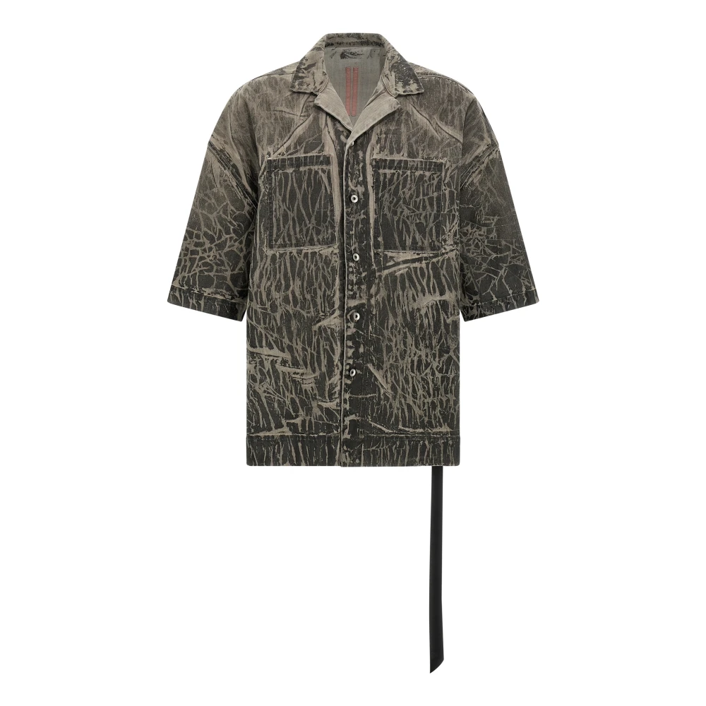 Rick Owens Men's Gray Denim Shirts, S, Magnum Tommy Shirt