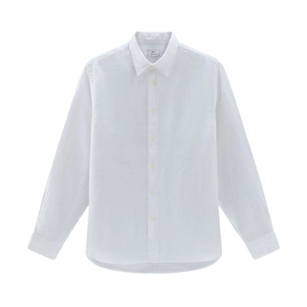 Woolrich Witte Linnen Overhemd White Heren