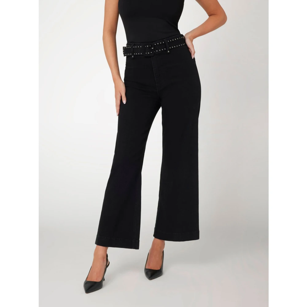 Guess Zwarte Wide Leg Denim Jeans Black Dames