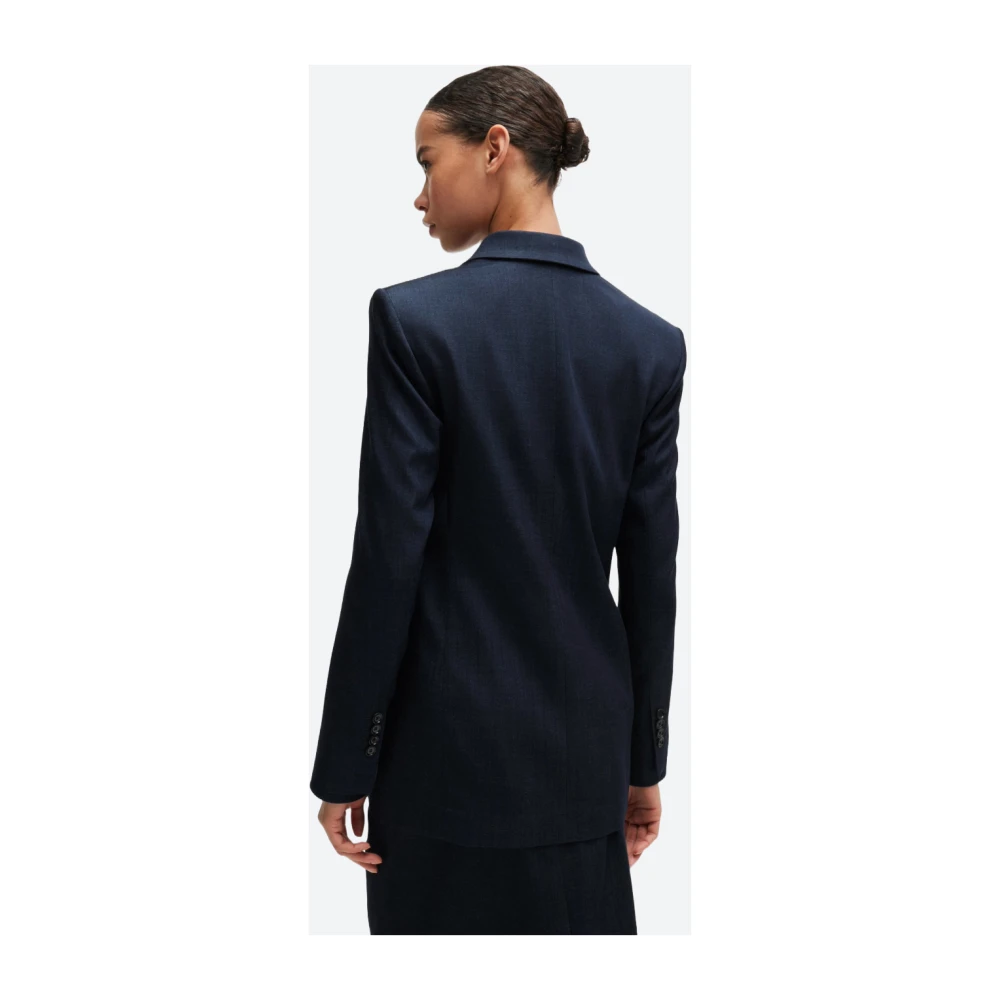 Hugo Boss Klassieke Denim Effect Lange Jas Blue Dames