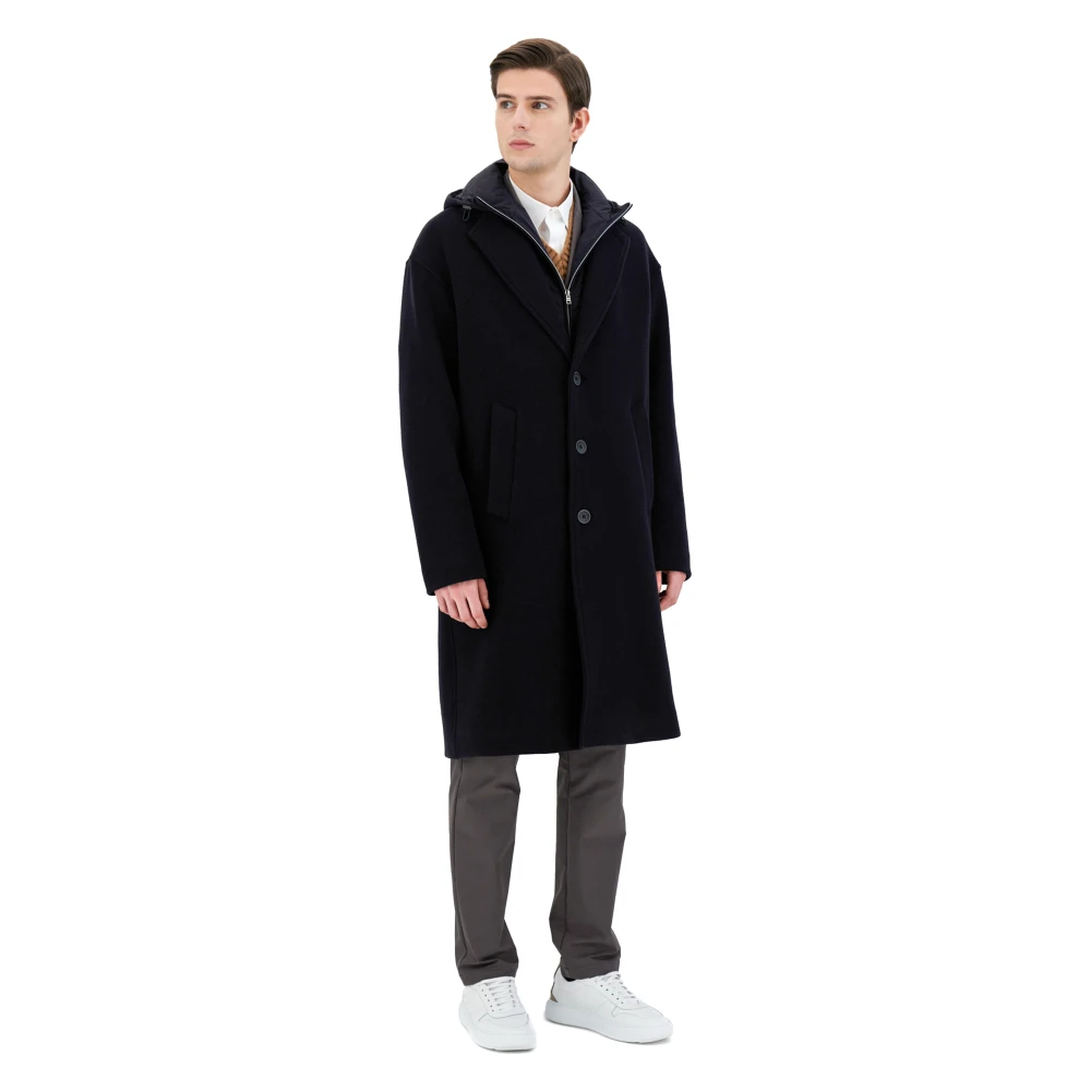 Herno Zwarte jas met afneembare borstharnas Black Heren
