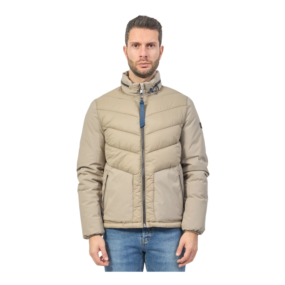 YES ZEE Beige Gewatteerde Fullzip Jas Beige Heren